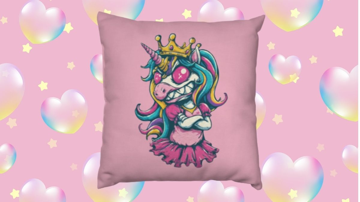 Rebellious Royal Creature Throw Pillow: Unleash Your Inner Royalty with Attitude-Driven Design