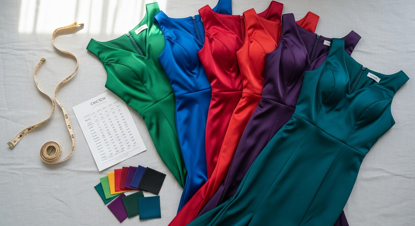 How to Find Your Perfect Fit: The Chicsew Astrid Satin Mermaid Bridesmaid Dress Color & Size Guide