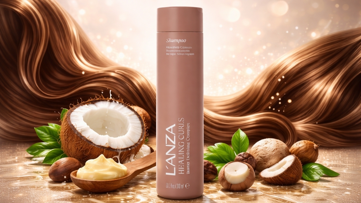 L'ANZA Healing Curls Butter Shampoo bottle with coconut and plant butters for curly hair hydration
