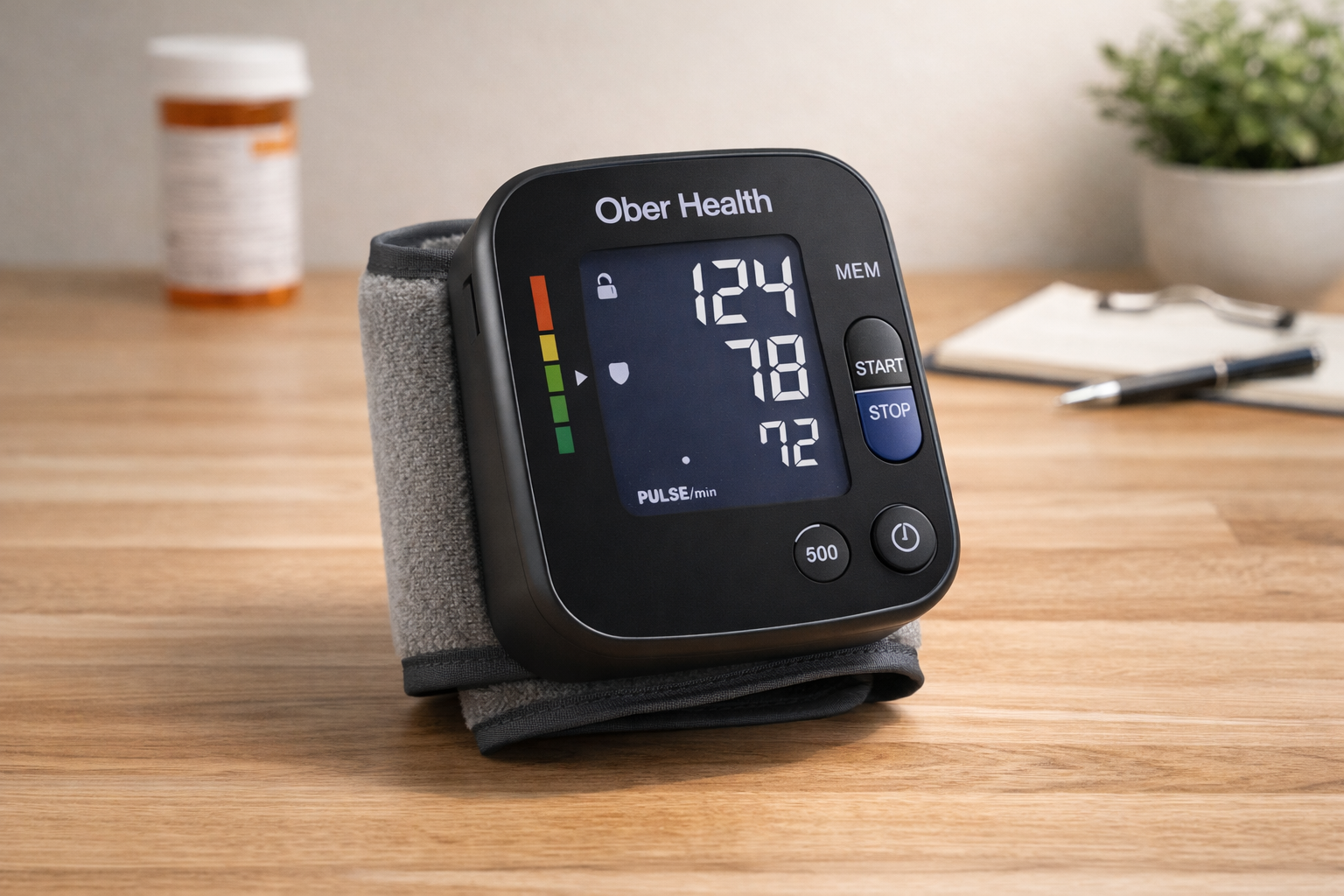 “Ober Health Blood Pressure Monitor Wrist Cuff portable digital BP monitor for daily checks”